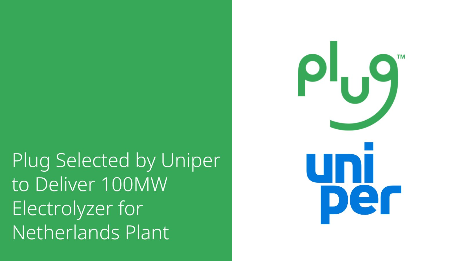 Uniper selecteerde plug om 100MW elektrolysepakket voor Nederlandse fabriek te ontwerpen, versnelt Europese acceptatie van groene energie