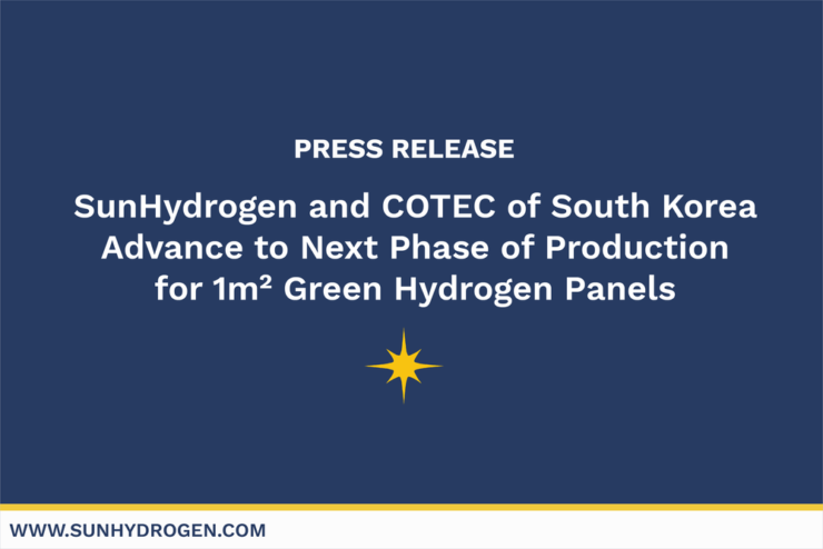 production green hydrogen panels SunHydrogen